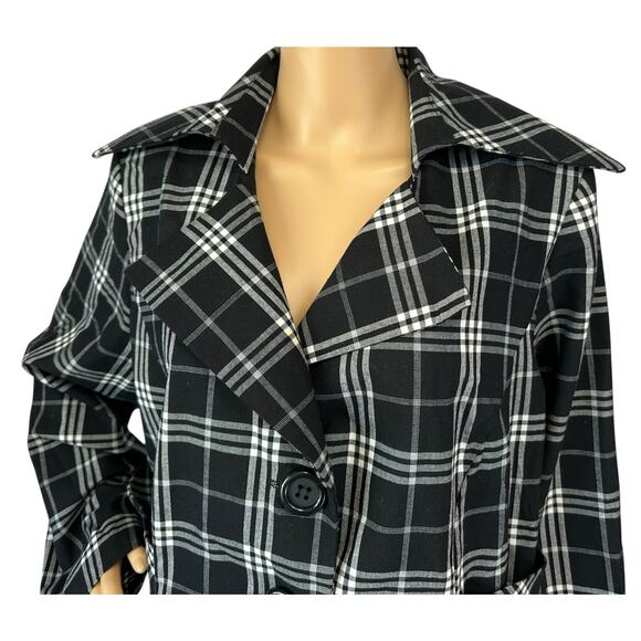 Lane Bryant Plaid Jacket Black Collared Coat Made in USA Plus Size 18 - Picture 7 of 10